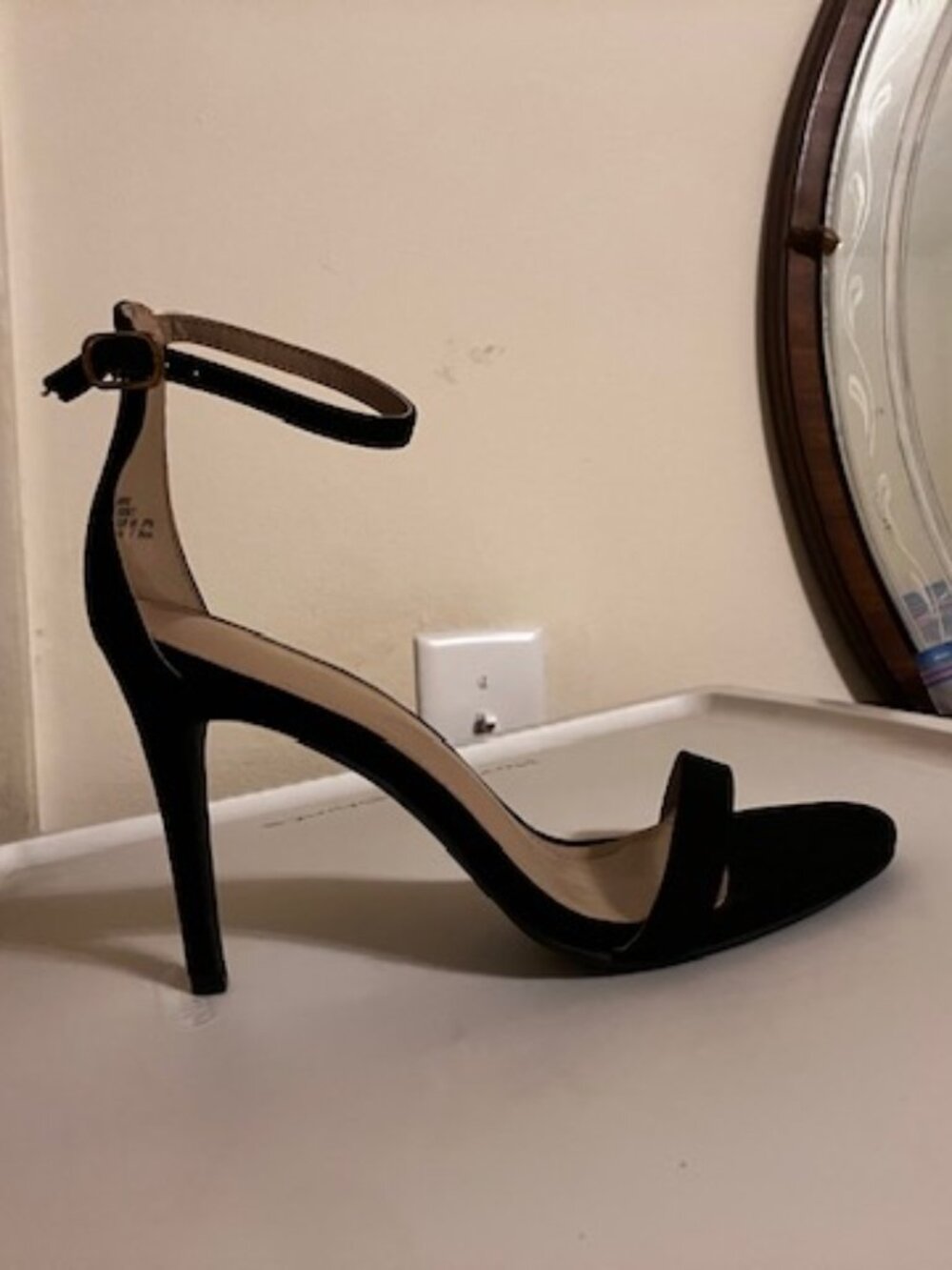 The Karrie Black Faux Suede Stiletto Heels Size 9